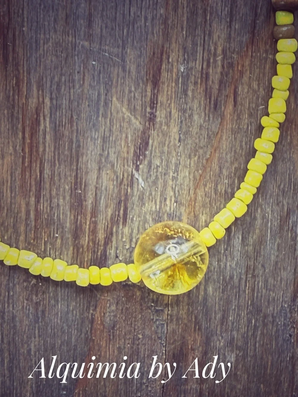 Summer Yellow Beaded Necklace with citrine Charm